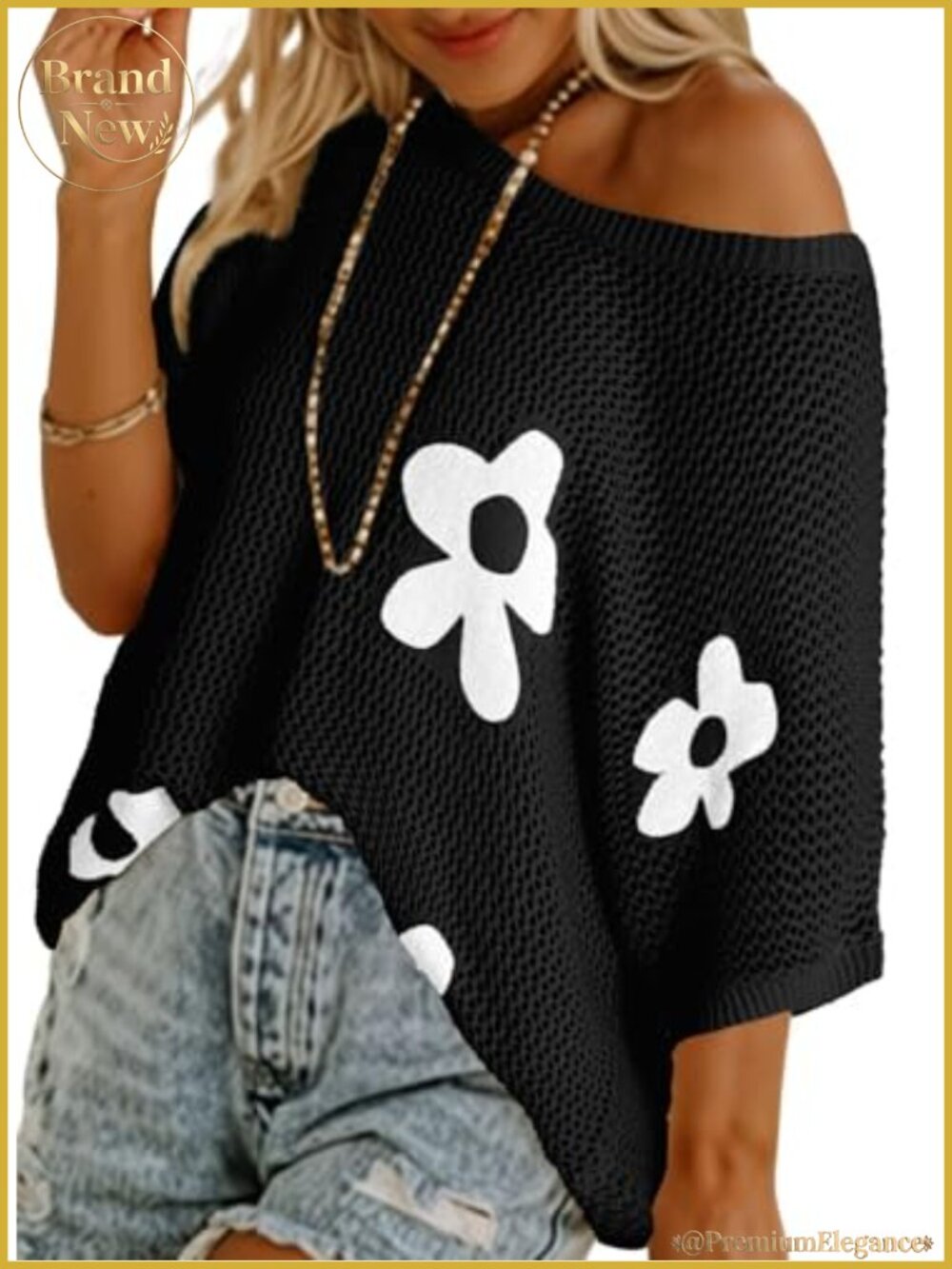 Women's Crochet Knit Sweater Swimsuit Cover Up Floral Short Sleeve
